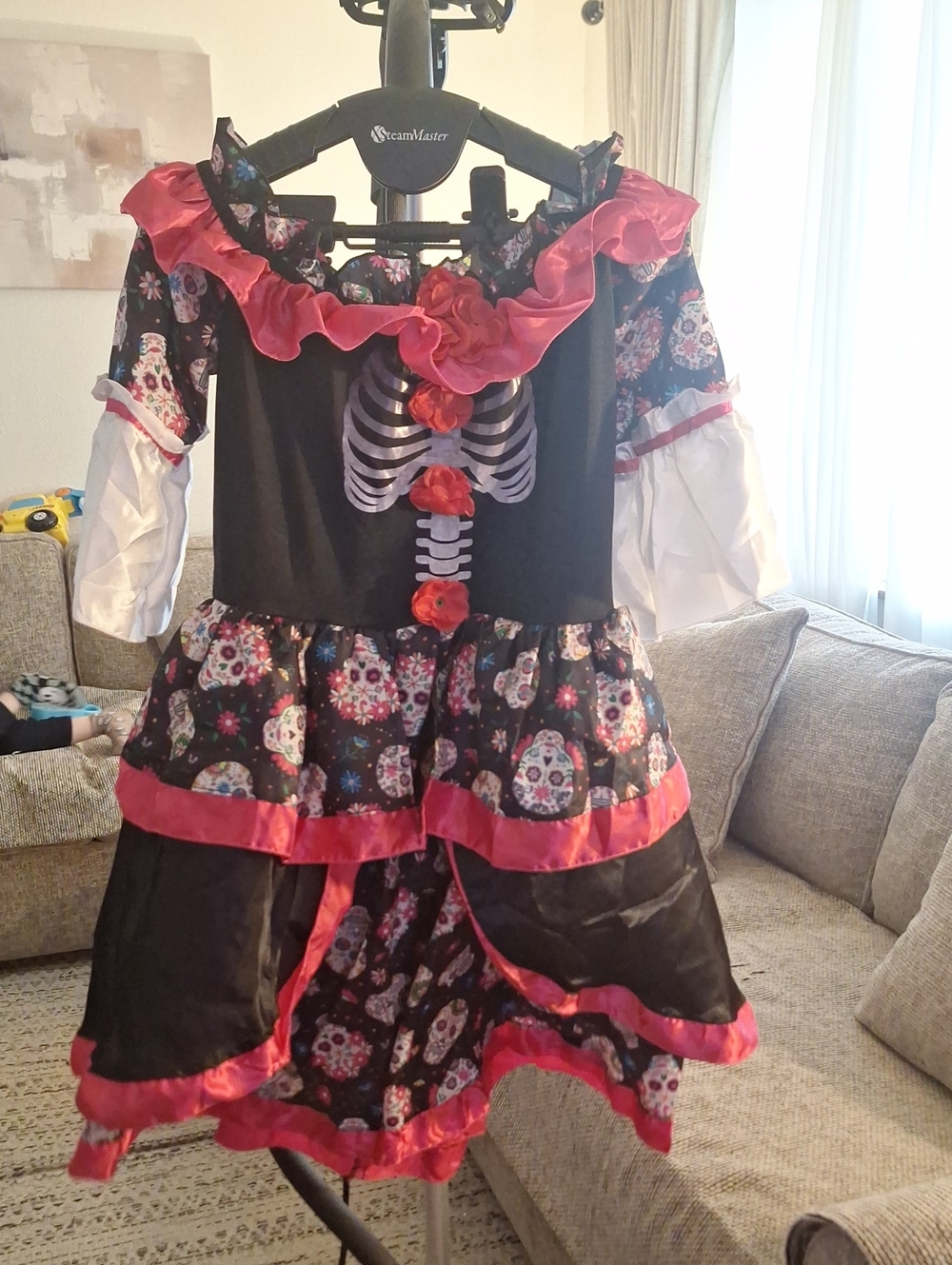 Black & Pink Sugar Skull Skeleton Dress Costume